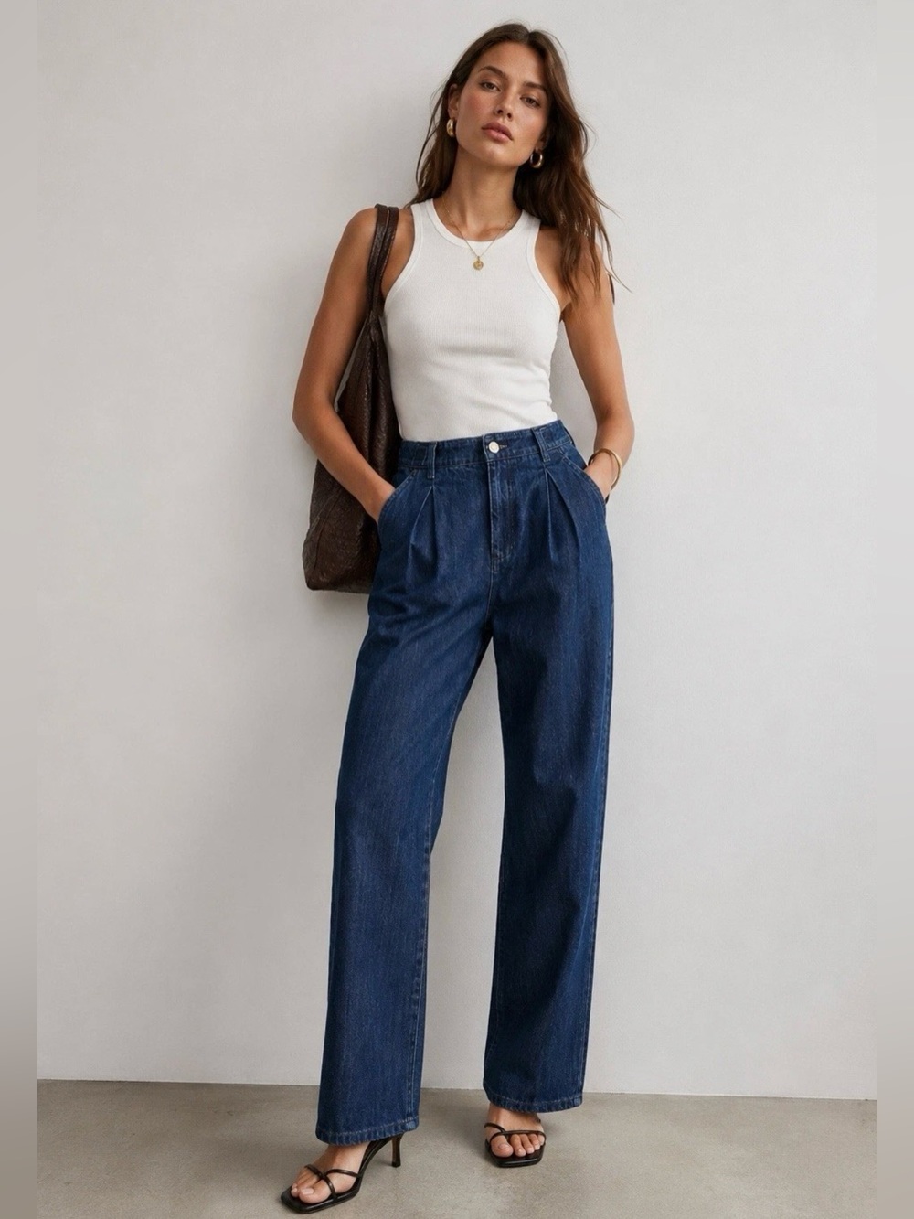 J.Crew Blue Denim High Rise Pleated Straight Leg Pants Women’s  27 NWT Cotton